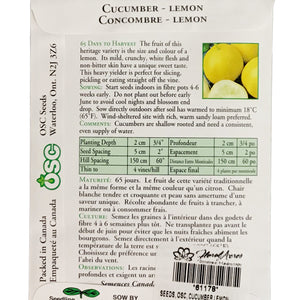 Cucumber - Lemon Seeds, OSC