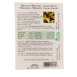 Greens - Mesclun Mixture Salad Seeds, OSC