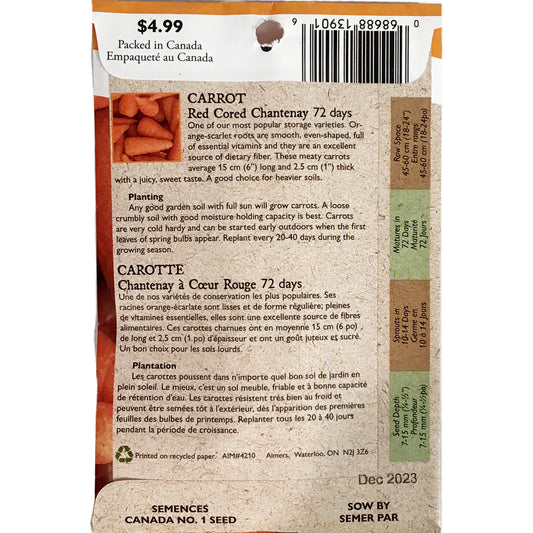 Carrot - Chantenay Red Seed Tape, Aimers Organic