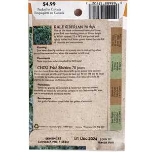 Kale - Siberian Seed Tape, Aimers Organic