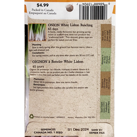Onion - White Lisbon Seed Tape, Aimers Organic