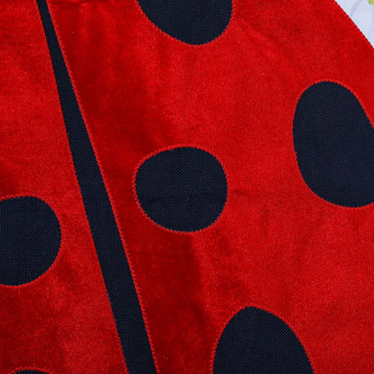 Welcome Ladybug Plaid Burlap House Flag