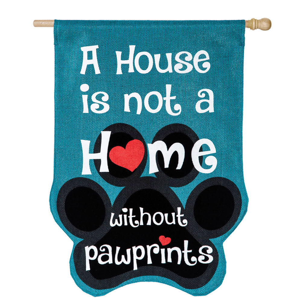 Pawprints Burlap House Flag
