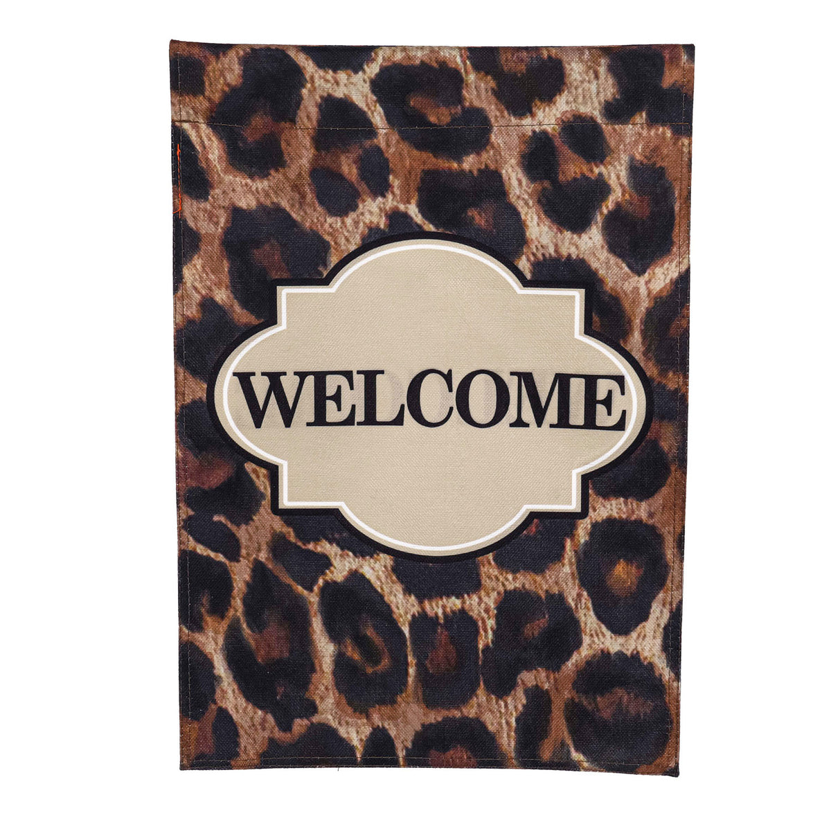 Leopard Print Welcome Burlap Garden Flag