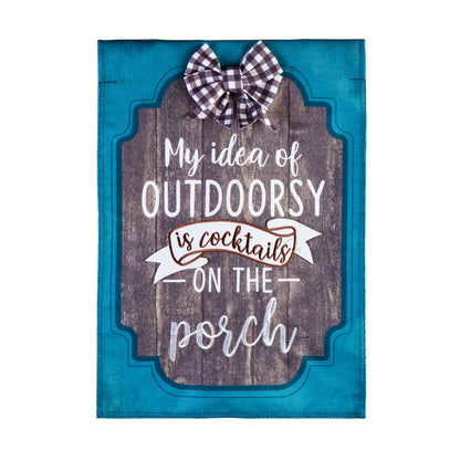 My Idea of Outdoorsy Burlap Garden Flag