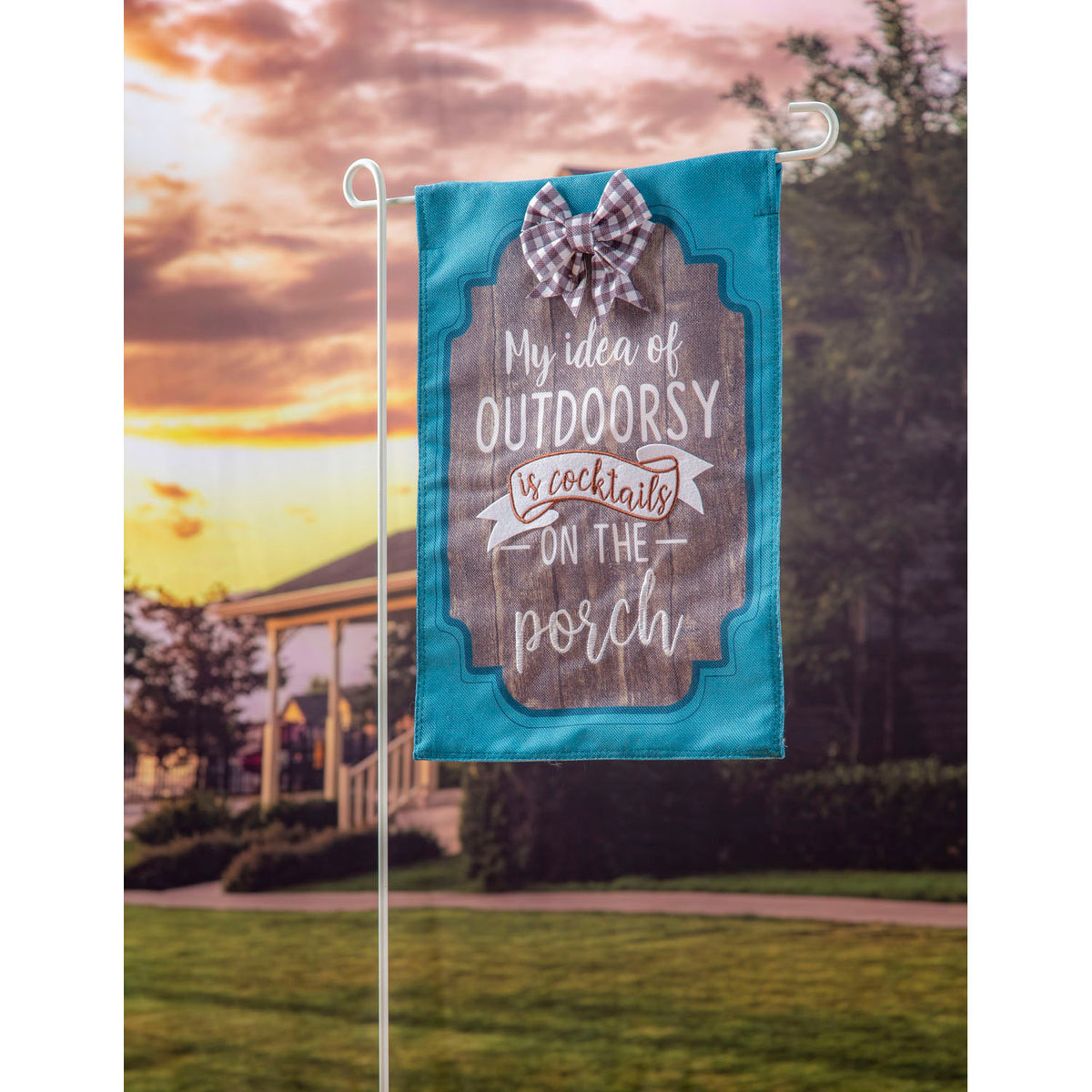 My Idea of Outdoorsy Burlap Garden Flag