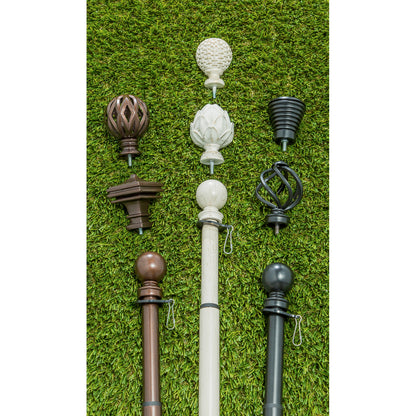 Metal Extendable House Flag Pole, Brushed Ivory