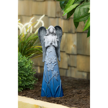 Polyresin Blue Angel Garden Statue, 17in