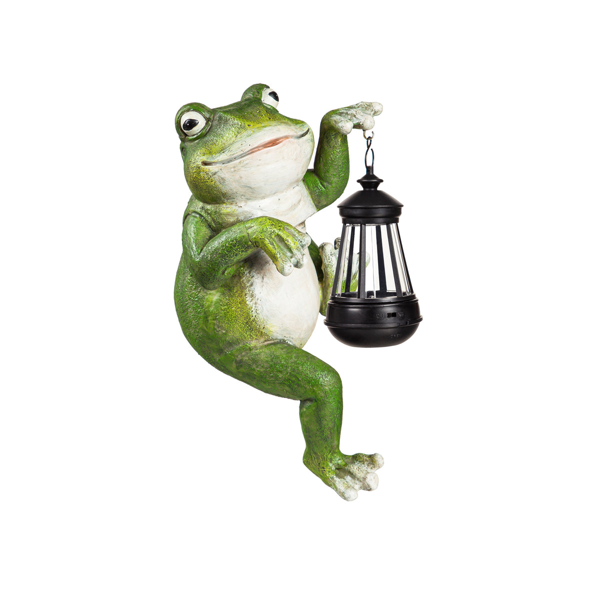 Frog Fence Hanger with Solar Lantern, 11.5in
