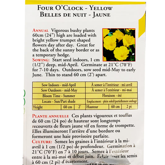 Four O'Clock - Marvel of Peru Yellow Seeds, OSC