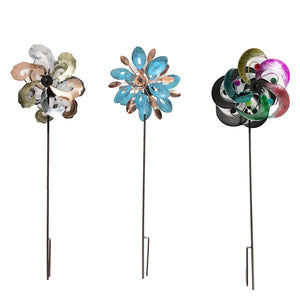 Mini Flower Wind Spinner Garden Stake, 18in