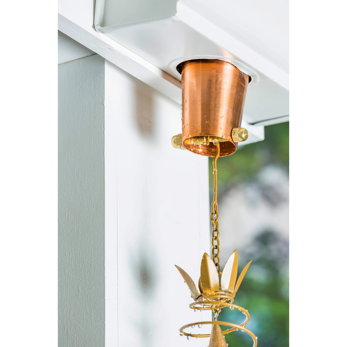 Metal Rain Chain Gutter Adaptor, Copper Finish
