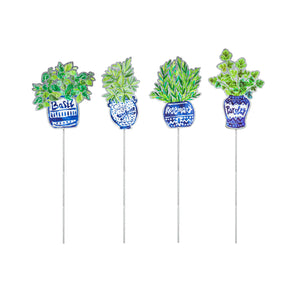 Blue Metal Herb Plant Marker Pick, 4 Styles