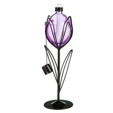 2-in-1 Metal & Glass Tulip Oil Torch, Purple