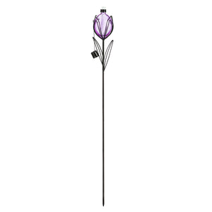 2-in-1 Metal & Glass Tulip Oil Torch, Purple