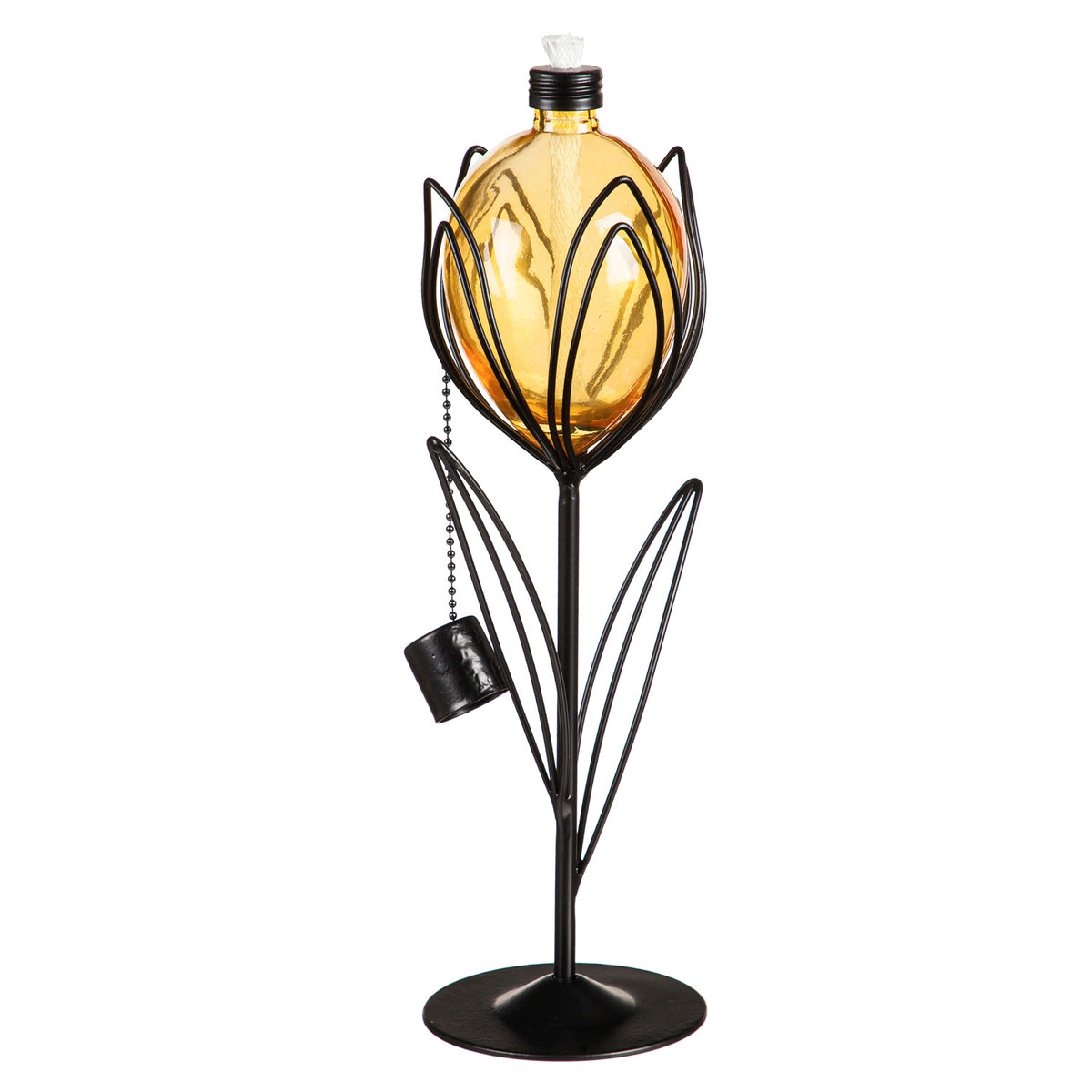 2-in-1 Metal & Glass Tulip Oil Torch, Peach