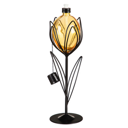 2-in-1 Metal & Glass Tulip Oil Torch, Peach