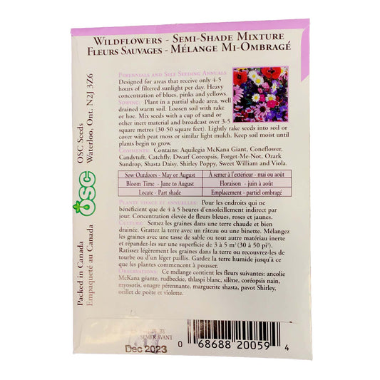 Wildflowers - Semi-Shade Mixture Seeds, OSC