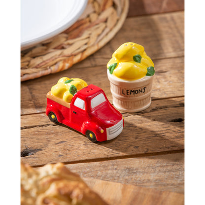 Salt & Pepper Shakers, Ceramic Lemon Truck S/2