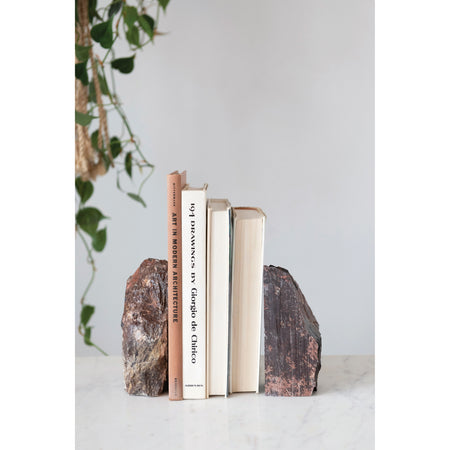 Brown Soapstone Bookends, Set of 2