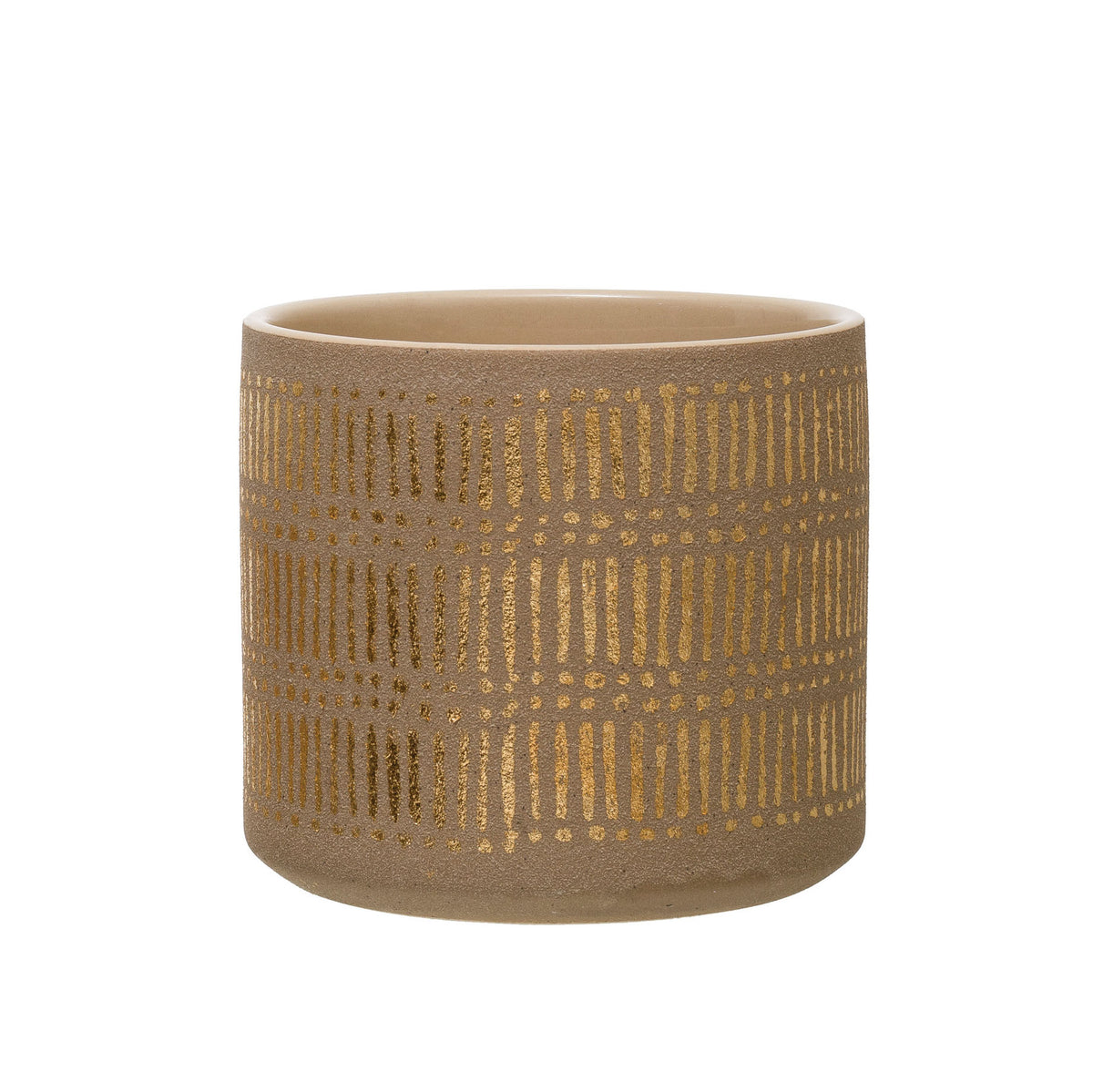 Pot, 5in, Stoneware, Metallic Gold Lines