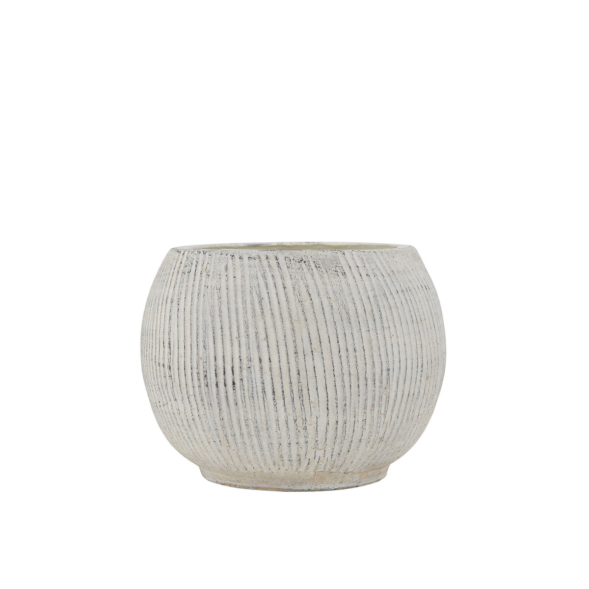 Pot, 4in, Terracotta, Round w/Textured Lines White