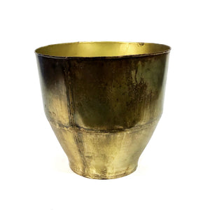 Pot, 10in, Metal, Distressed Brass Finish