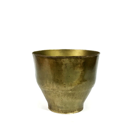 Pot, 8in, Metal, Distressed Brass Finish