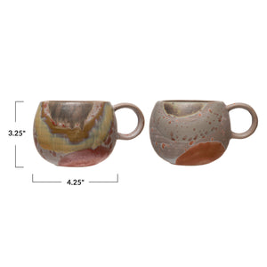 Round Stoneware Mug with Reactive Glaze, 12oz