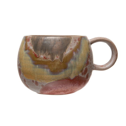 Round Stoneware Mug with Reactive Glaze, 12oz