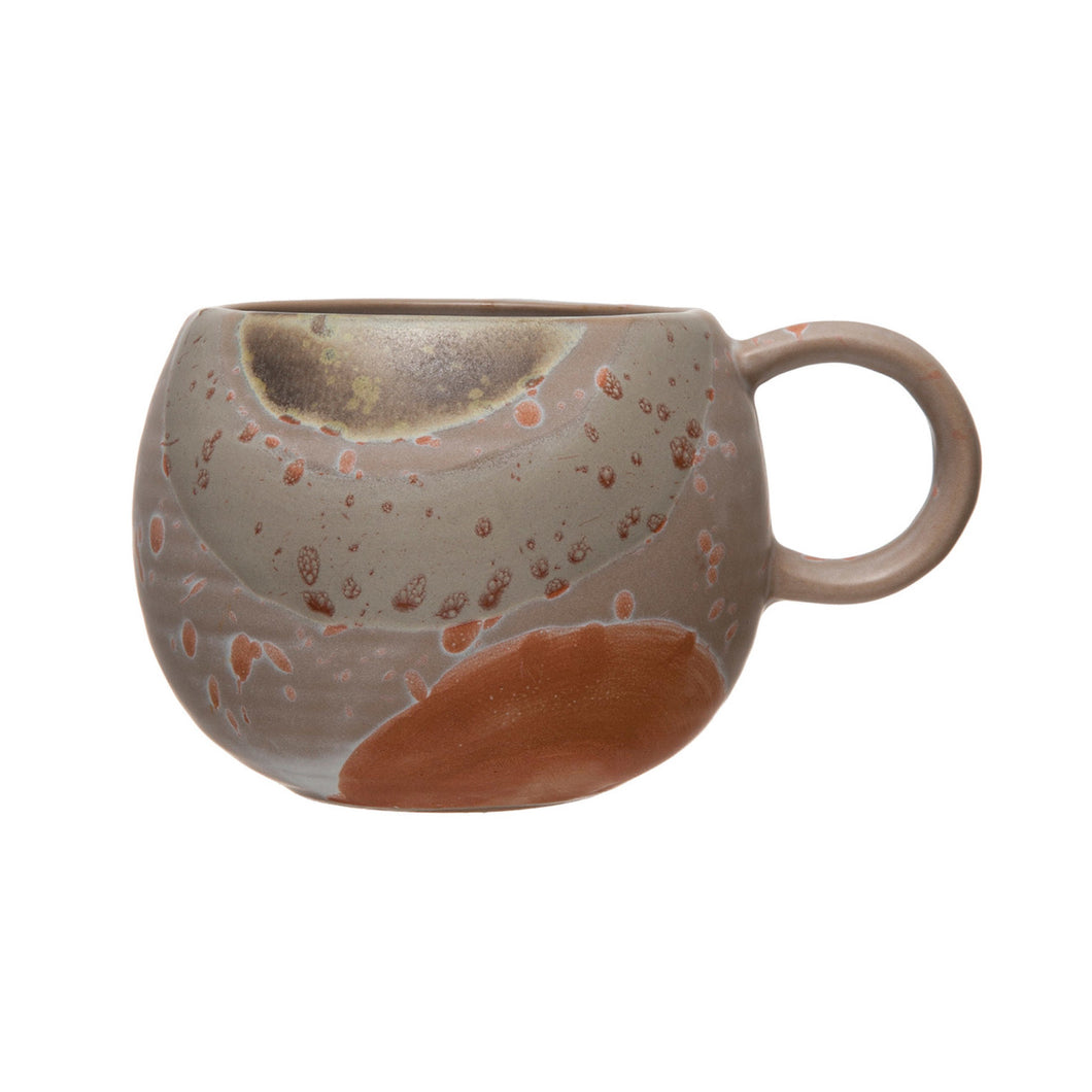 Round Stoneware Mug with Reactive Glaze, 12oz