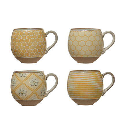 Stoneware Mug with Bee Pattern/Inside Image, 12oz