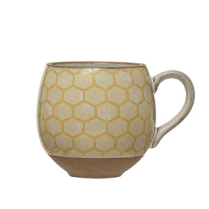 Stoneware Mug with Bee Pattern/Inside Image, 12oz