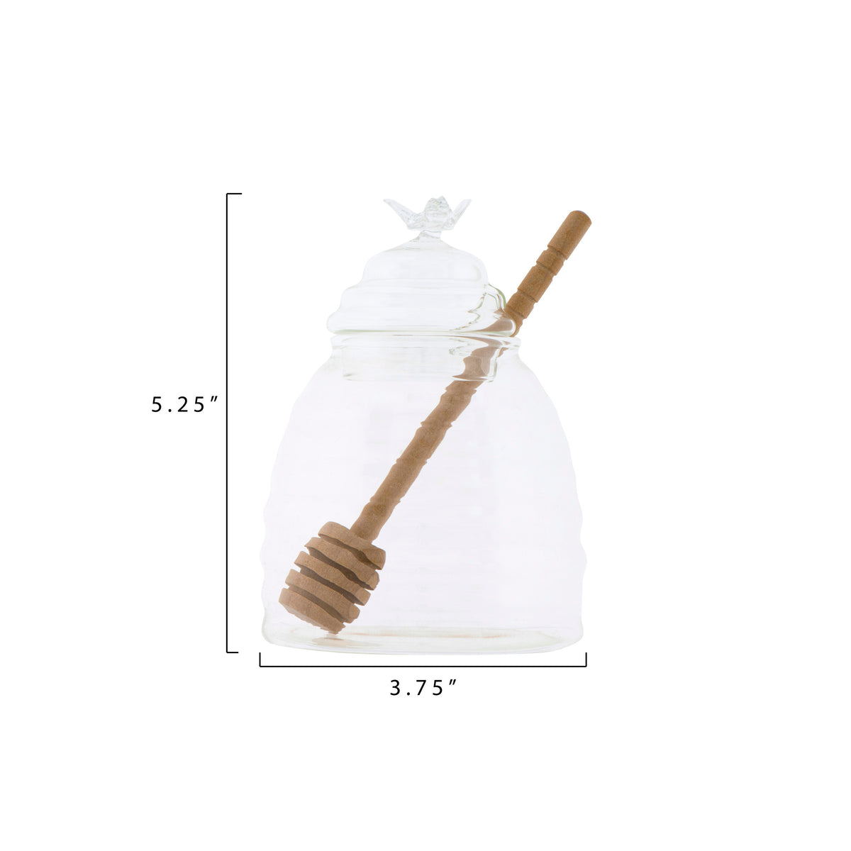 Glass Honey Jar with Wood Honey Dipper