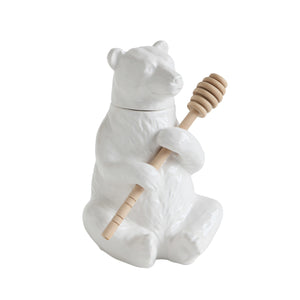 Bear Honey Jar with Wood Honey Dipper