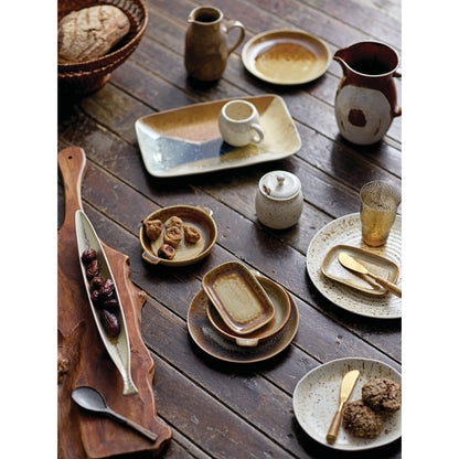 Stoneware Honey Jar with Honey Dipper, Speckled