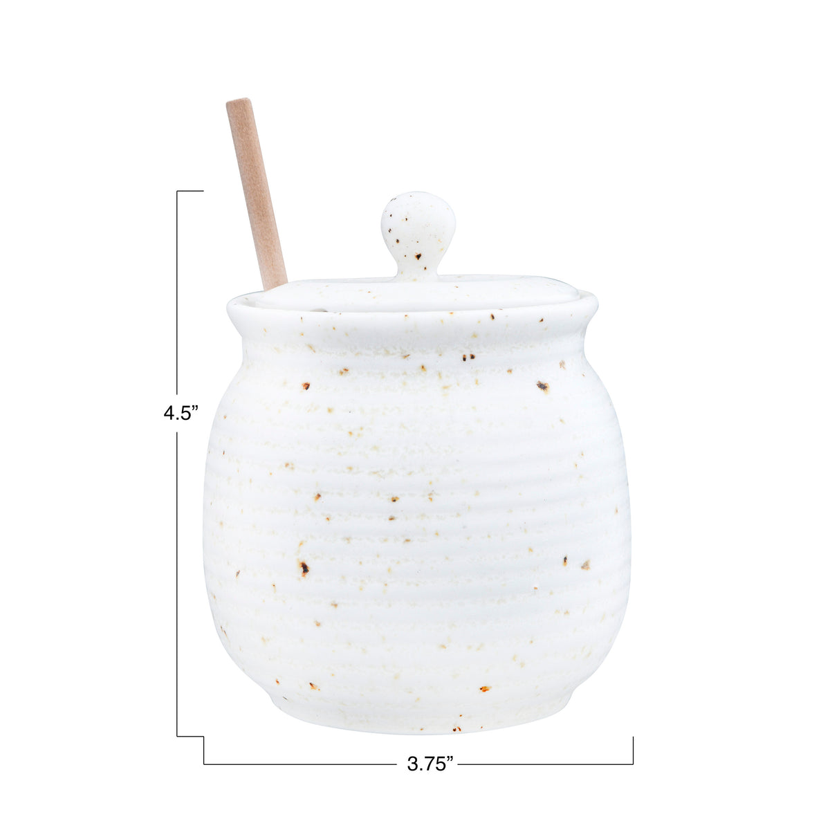 Stoneware Honey Jar with Honey Dipper, Speckled