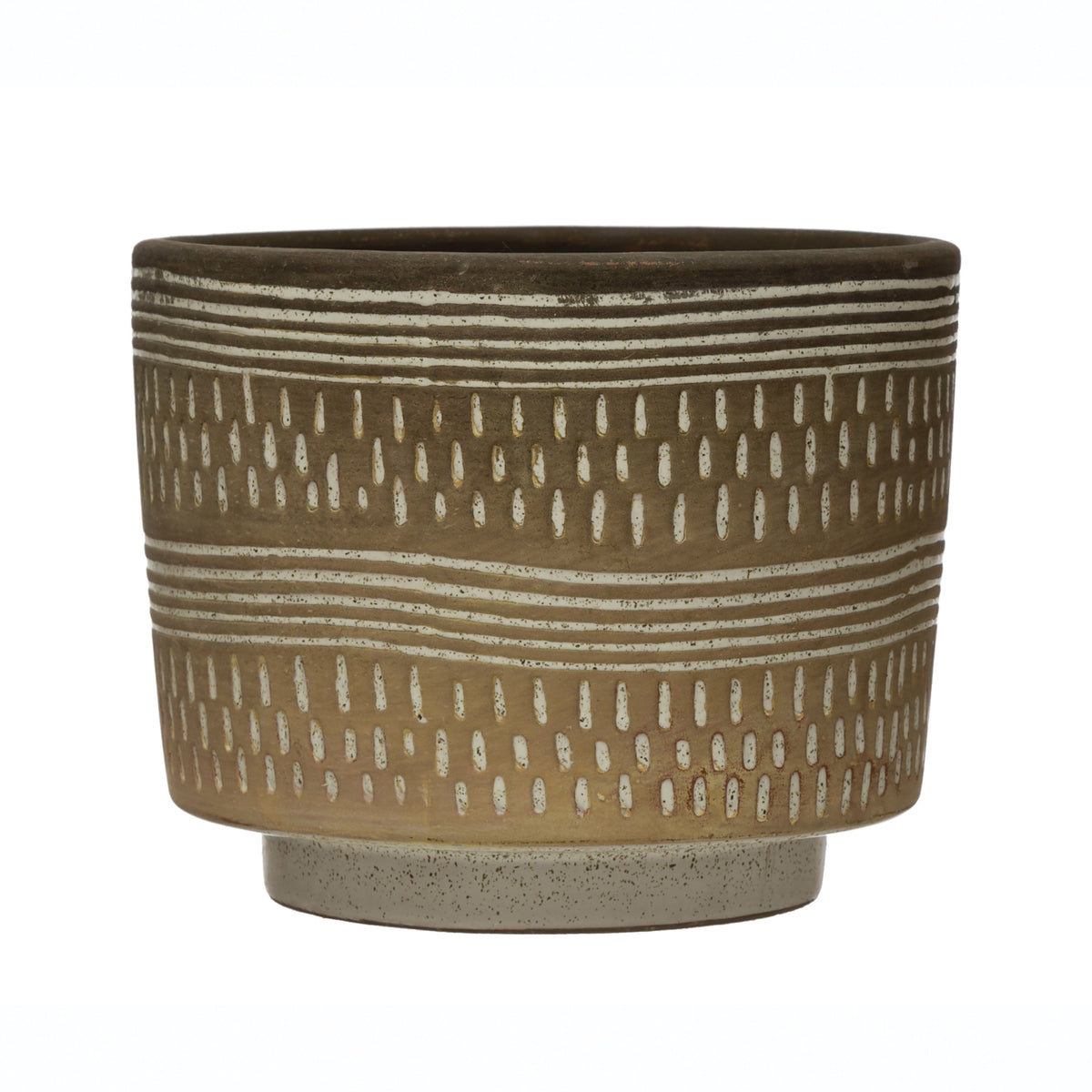 Pot, 7in, Stoneware, Debossed Lines Pattern