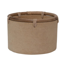 Load image into Gallery viewer, Pot, 8in, Cement, Buff with Rattan Rim
