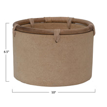 Load image into Gallery viewer, Pot, 8in, Cement, Buff with Rattan Rim

