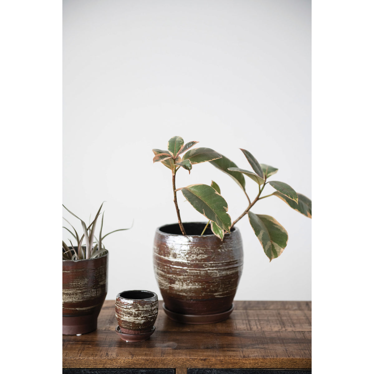 Pot, 2in, Stoneware, Reactive Glaze with Saucer
