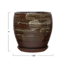 Load image into Gallery viewer, Pot, 5in, Stoneware, Reactive Glaze with Saucer
