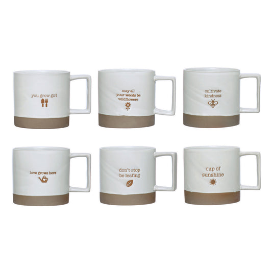 Plant Themed Stoneware Mug in Drawstring Bag, 12oz