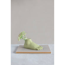 Load image into Gallery viewer, Planter, Stoneware, Foot Shaped, Matte Green
