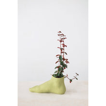 Load image into Gallery viewer, Planter, Stoneware, Foot Shaped, Matte Green
