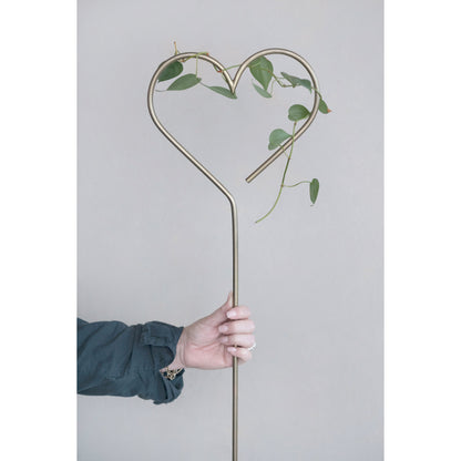 Antiqued Brass Finish Iron Heart Trellis, 32in