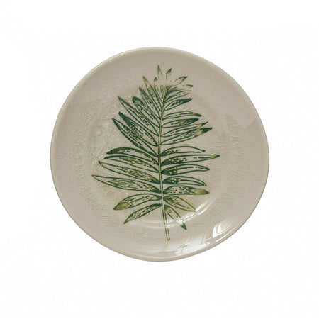Stoneware Plate with Debossed Leaf, 5in