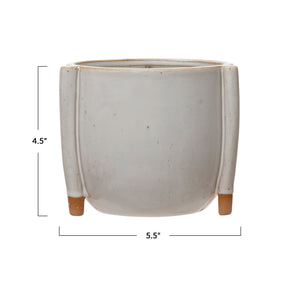 Pot, 5in, Stoneware, Footed with Reactive Glaze