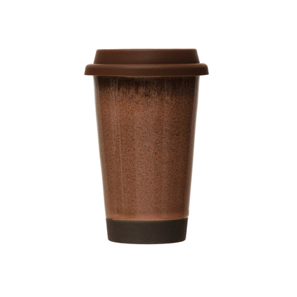 Stoneware Travel Mug with Silicone Lid, 12oz