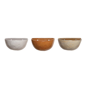Planter, 8in, Stoneware Wall Pocket, 3 Colours